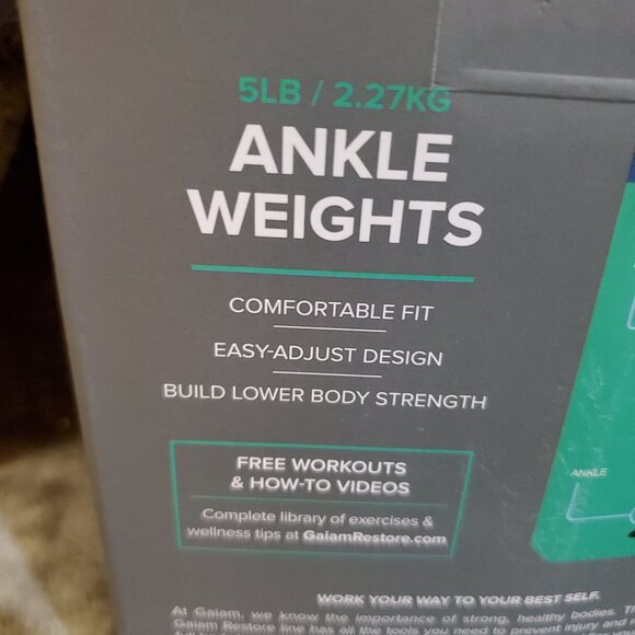Gaiam Restore 5-Pound Set (2x2.5)Pair Ankle Weights Comfortable Fit Gray & Lime - Picture 8 of 8